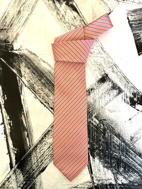 Vivaldi Men's Silk Tie Pink and Gray Diagonal Stripes